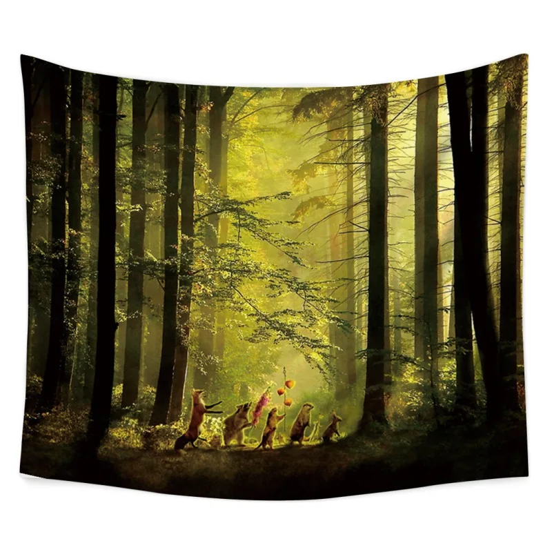 

Natural Forest Printed Wall Hanging Art Home Decor Polyester Tapestry for Living Room Bedroom Bathroom Kitchen tropical tapestry