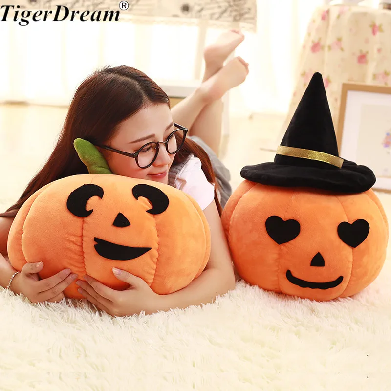 

Halloween Soft Pumpkin With Hat Toy Sleeping Pillows PP Cotton Stuffed Cushions Children's Room Decoration Kids Toys