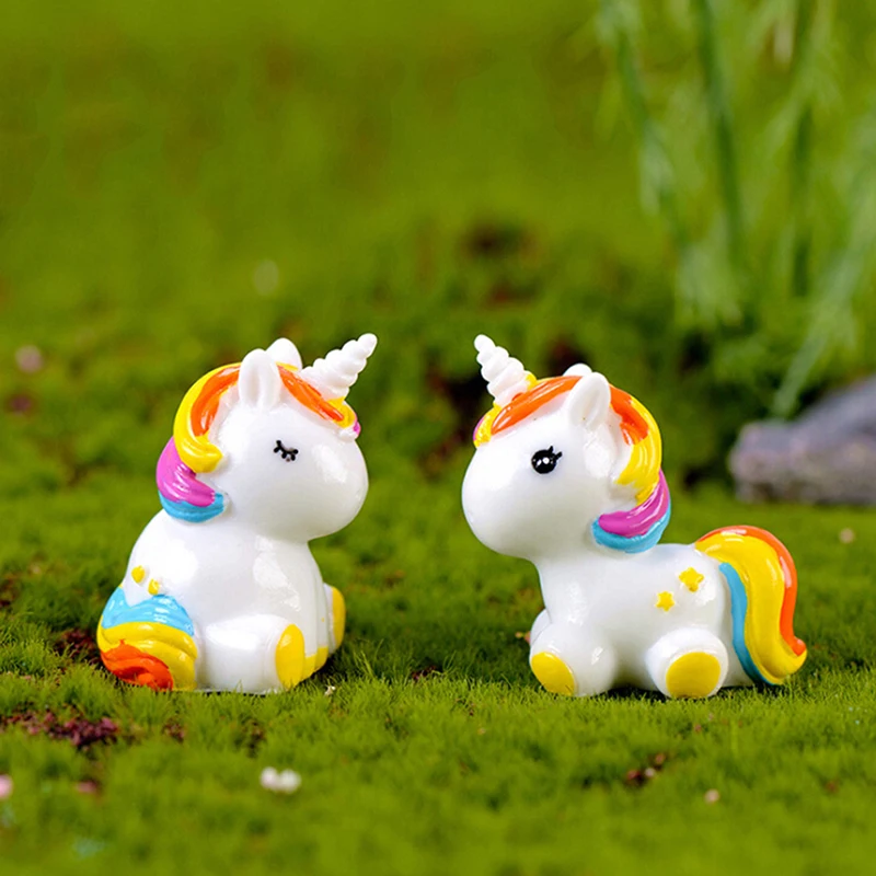 

1 PCS Cartoon Animal Resin Big Size Pretty Unicorn Figurine Miniature Statue DIY Figure Model Kids Toy