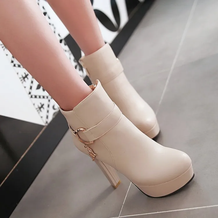 Womens Fashion Elegant Booties High Heels Shoes For Ladies Online Black And White Platform Ankle Boots Pink Beige42