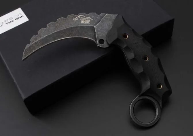 Один выживания Karambit Ножи AUS-8 лезвие G10 Ручка Малый Охота Тактический Ножи лагерь спасения Инструменты multi Ножи для шашлыков Открытый