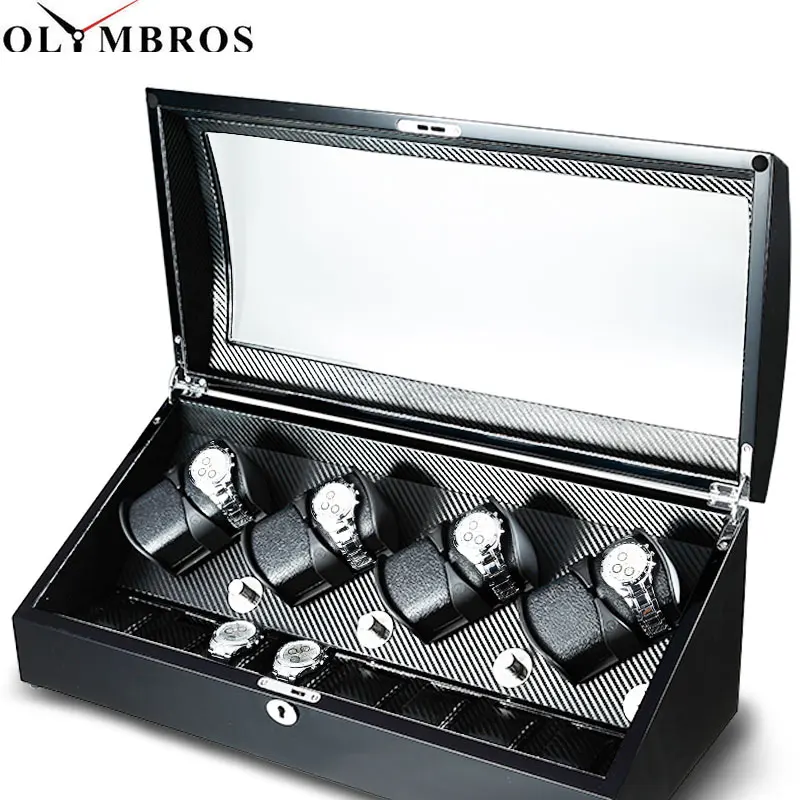 

Watch Winder Box For 8+8 automatic watch storage box with Front door window and Battery box/Birthday present gift box