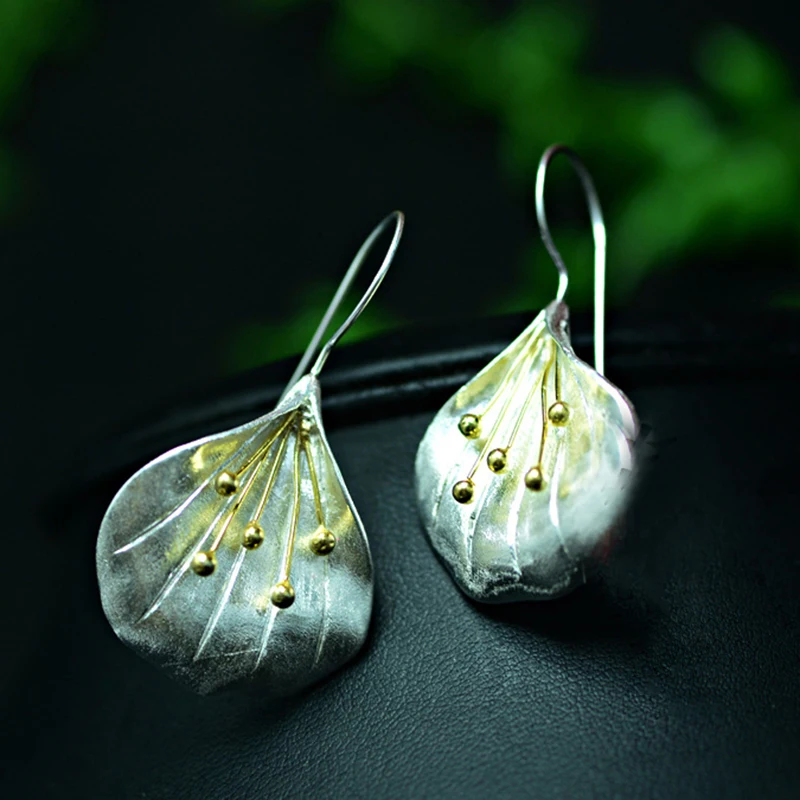 

UFOORO 925 silver drop Earrings Vintage Long flower Earrings Silver color High Quality Fashion Jewelry for Women Best Gift EZ106