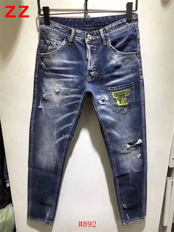 

F.N.JACK Men Jeans Stylish Ripped Jeans Pants Cool Guy Skinny Slim Straight Denim Man Pants Jeans 2019 Mens Skinny Jeans