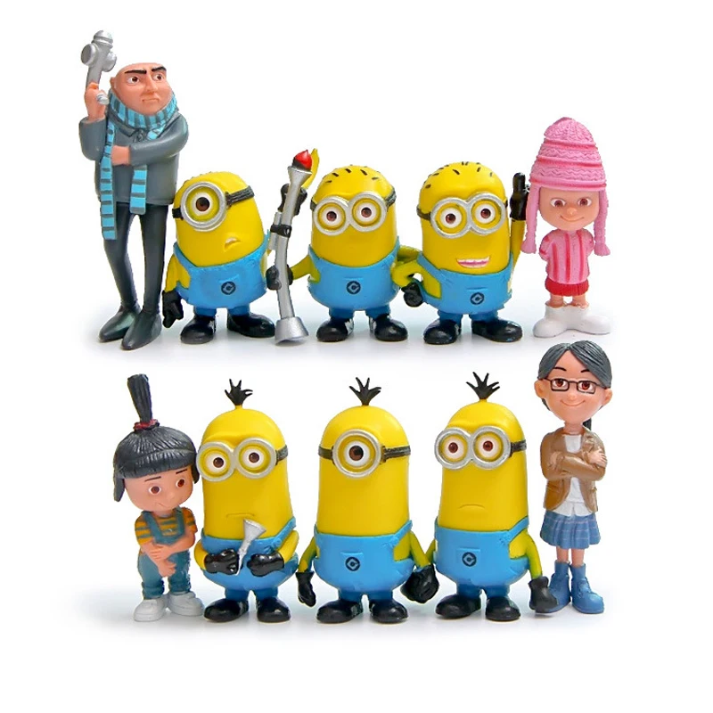 

10pcs/set Despicable Me 2 Minion Toys Anime Minion Gru Orphans Girl Minion PVC Action Figure Toys Model Toy Gift for Children
