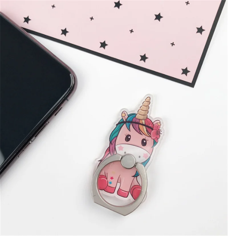 New Arrival Mobile Phone Holder Metal Finger Ring Holder Rainbow Unicorn Phone Ring Holder Cartoon Phone Stand Support - Цвет: E