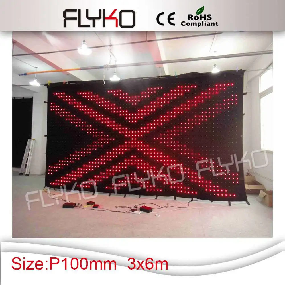 

Free shipping 3M*6M P10 hot sale colourful effects led video Curtain,flexible led display ,soft led video wall