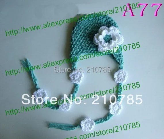 Милые вязаные крючком зеленые/белые цветочные хэндмейд для новорожденных детские шапки
