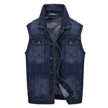 Мужская куртка без рукавов, джинсовый жилет, мужской брендовый мотоциклетный стиль, мужская джинсовая куртка, рваная приталенная мужская Ковбойская жилетка, M-3XL