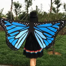 Бабочка взрослая крылья синяя ткань бабочка крыло шаль Фея Дамская Нимфа костюм эльфа аксессуар дешево распродажа