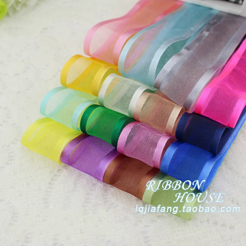 

New 25mm Bilateral Silk Organza ribbon Wedding Party Decoration gift packing ribbon and craft DIY supplies ribbon 45 meters/roll