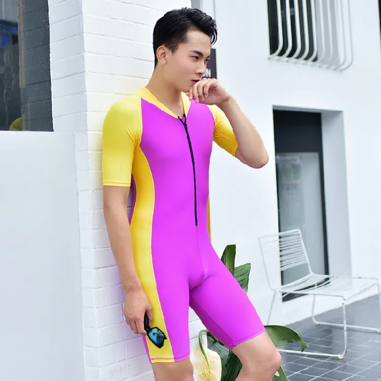 

Men Women Professional Training Sport Boxer Board SwimWear Adult Bathing Suit One-piece Surfing Beach Slimming Bodysuit PlusSize