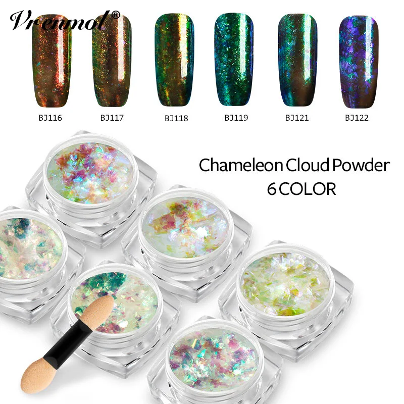 

Vrenmol Nail Art Decoration Cloud Chameleon Nail Powder Irregular Paillette Star and Mirror effects Glitter Flakes Powder