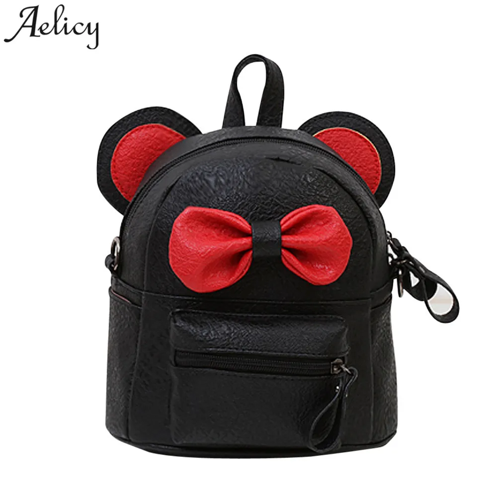 

Aelicy 2018 Hot New Fashion Light High Quality Women Girls Leather School Bag Backpack Satchel Bow Tie Women Trave Shoulder Bag