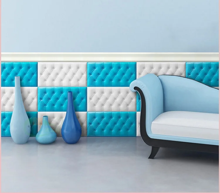 Soft Bag tiles Wall Panels 3D Home Decor Leather Wall Sticker DIY Foam  Waterproof Self adhesive Wallpaper kids room 30*60cm