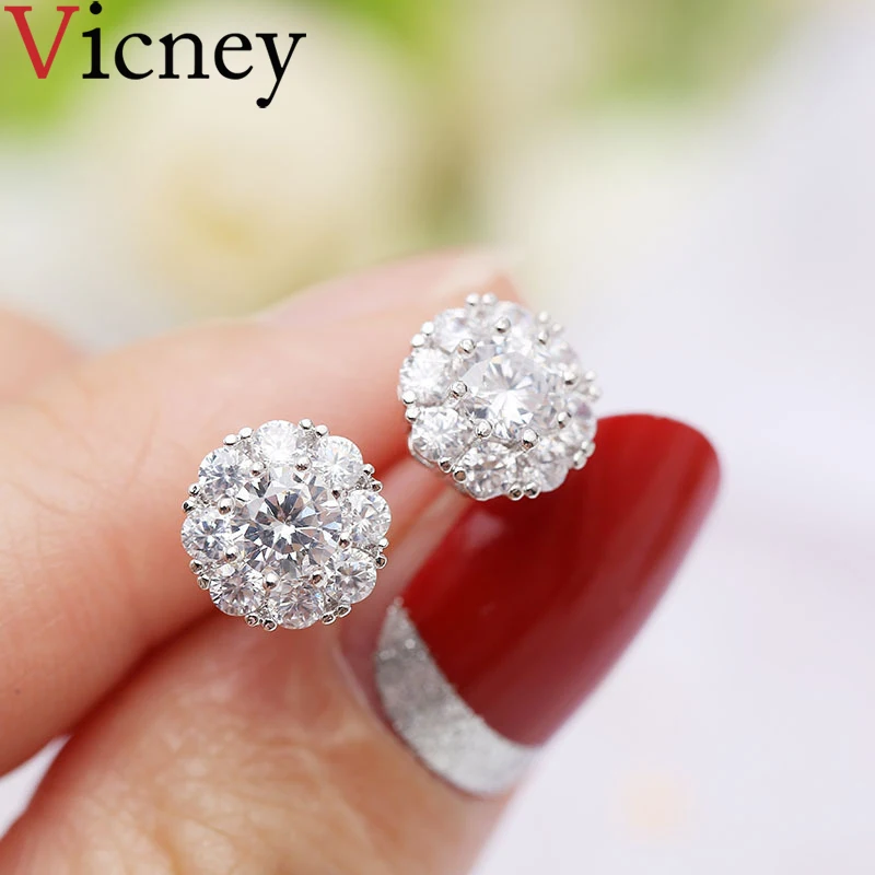 Vicney 2019 New design stud earrings AAA Zircon Crystal earings novel Rotatable earring For Women jewelry high quality gifts | Украшения и