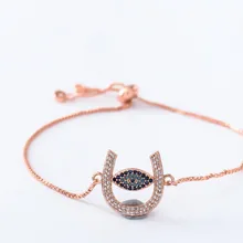 Золотая, серебряная цепочка micro pave cz Циркон кубический цирконий веревочный браслет с регулировкой макраме подковы глаз браслет gh453 Мода для женщин