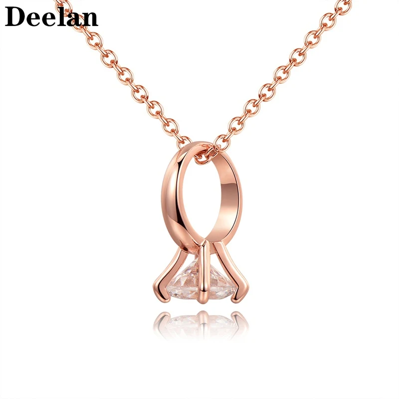 

DEELAN Charm Necklace Women Fashion Rose Gold Color Long Necklace Cubic zirconia Trendy Pendant Women Jewelry Party Wedding Gift