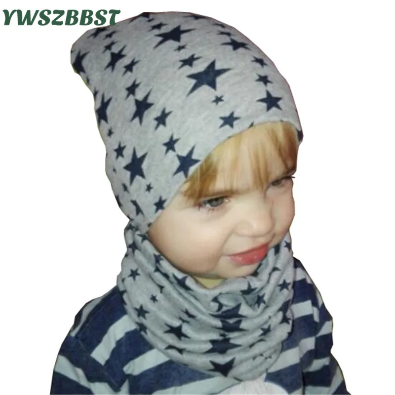 Toddler Kids Baby Girl Boy Autumn Winter Fashion Star Cap Children Scarf Collars Hat Two Pieces Baby Clothing Baby Girls 0-24m Boys Hats