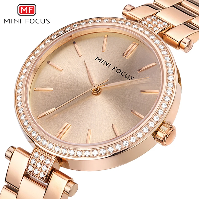 

MINIFOCUS Rose Gold Women Watches Stainless Steel Gold Silver Diamond Ladies Girls Wristwatch Quartz Bracelet Watch For Female