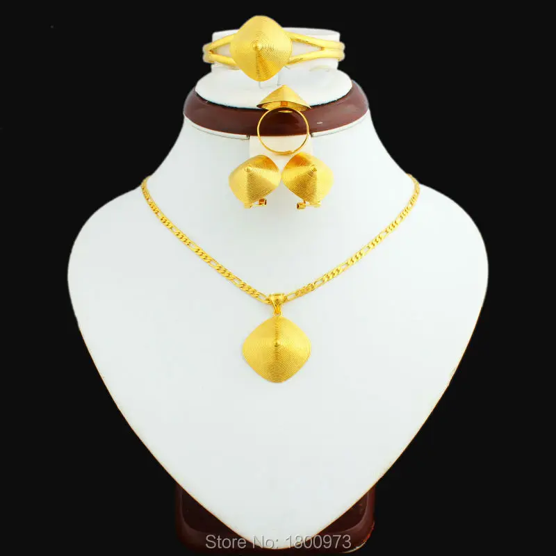 

New Arrival Ethiopian Jewelry Sets 24K Gold Color Necklace/Pendant/Earring/Ring/Bangle Jewelry Ethiopian/Eritrean/African Women