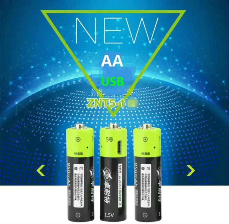 ZNTER 1,5 V AA 1250 mAh литий-полимерная аккумуляторная батарея micro usb зарядка 1,5 v батареи