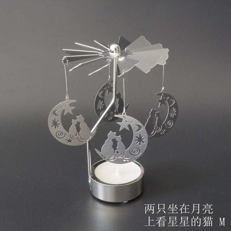 Candlesticks Rotating Romantic Rotation Spinning Carrousel Tea Light Candle Holder Christmas Home Party Wedding Lighting Angel