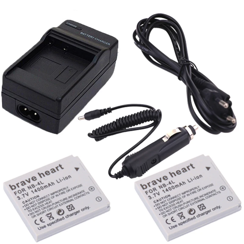 2Pcs NB 4L NB4L NB 4L Rechargeable Batteries Pack + Charger For Canon