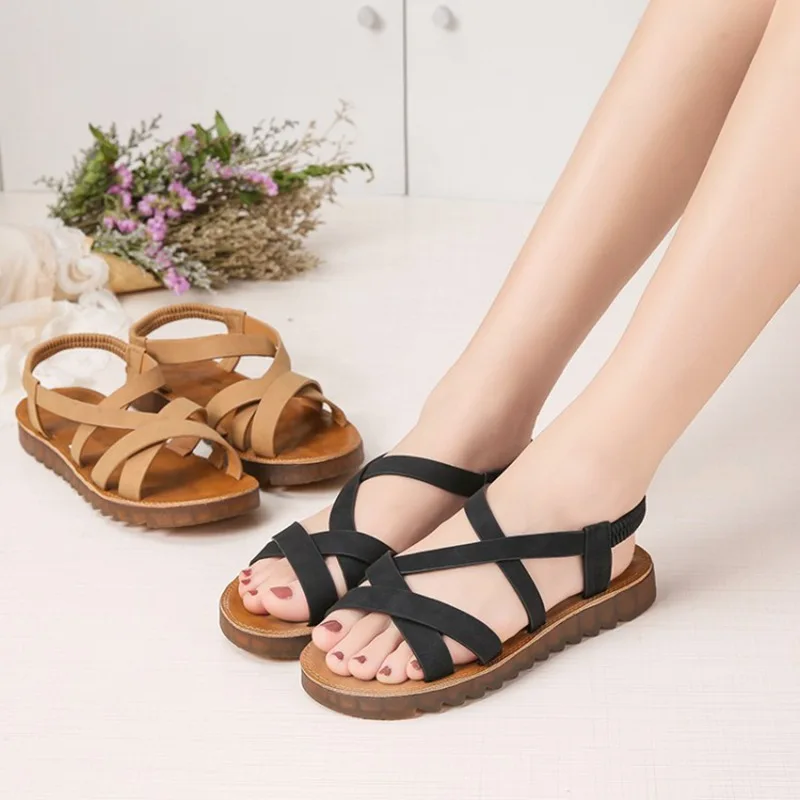 COOTELILI Gladiator Flat Sandals Women Rubber Shoes For Women Ladies Sandles Summer Shoes Female Strap Sandals 35-39   (11)