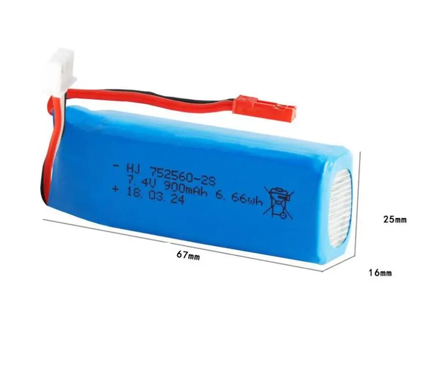 

Ewellsold 7.4V 900mAh 25c Lithium battery for XK X520 R/C Airplane 2pcs/lot