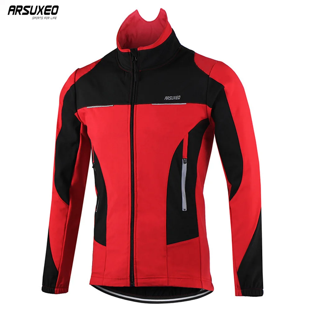 ARSUXEO 2017 Thermal Cycling Jacket Winter Warm Up Bicycle Clothing Windproof Waterproof Sports Coat MTB Bike Jersey 15F 