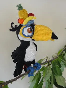 

Amigurumi Crochet handmade Toucan toy and doll baby rattle