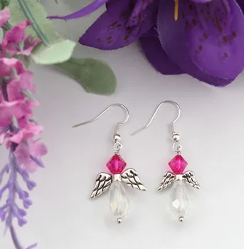 

24 Pairs Fashion Angel wing Glass Teardrop Earrings #22480