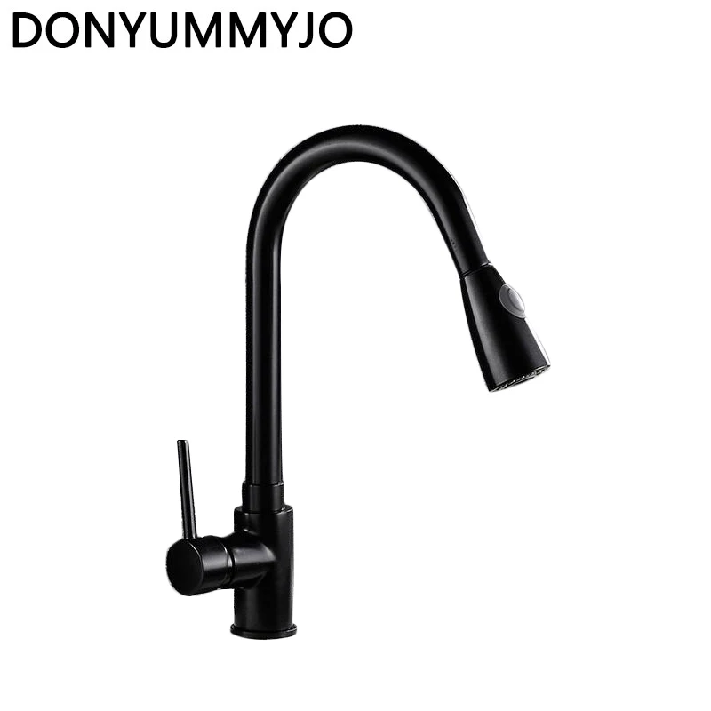 DONYUMMYJO Deluxe Pull out Spray Kitchen Faucet Mixer Tap Pullout Sprayer Kitchen Faucet SATIN NICKEL BRUSHED