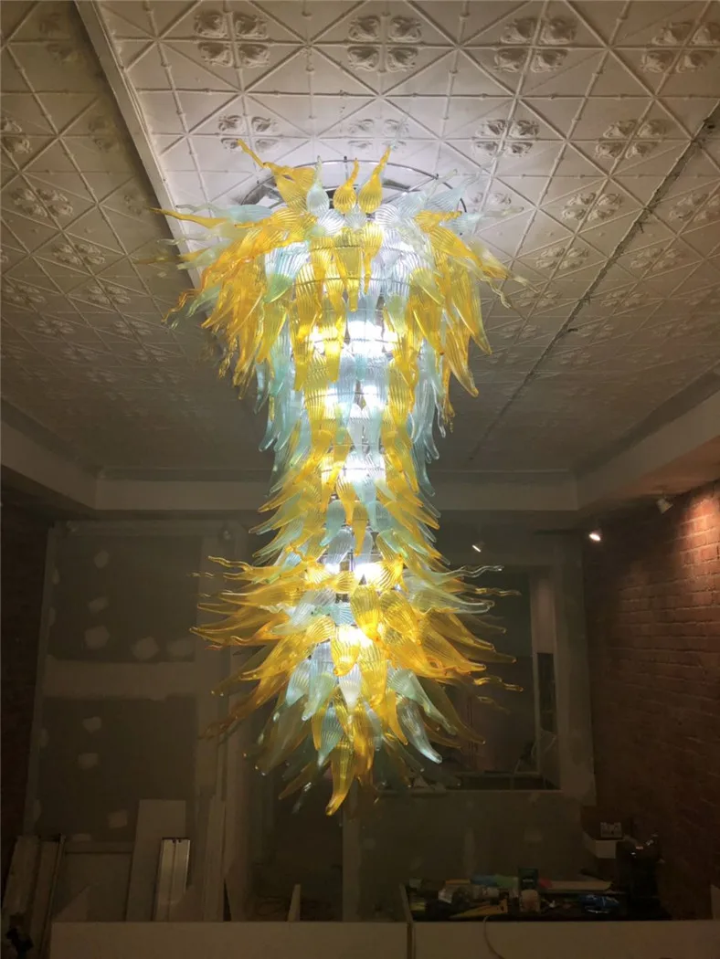 

Italian Large Chandelier Lighting Hotel Entrance Lobby Hand Blown Glass Chandelier for High Ceiling