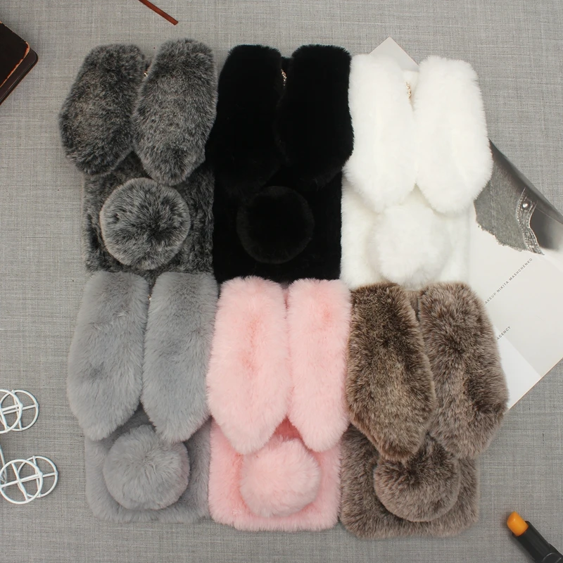 

Bunny Plush Case For Coque Huawei Honor 7C Case Soft Silicon Furry Rabbit Cover For Huawei Honor 7C 7 C AUM-L41 Cases