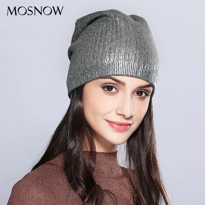 

Women's Hats Shining Hot Sale Wool Knitted 2019 Autumn Winter Fashion Brand New Hat Female Skullies Beanies Bonnet #MZ715