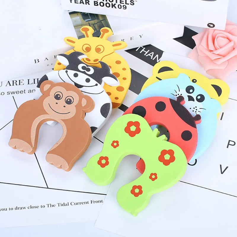 5Pcs Safety Card Stopper Clip Finger Safety Guard Care Products Baby Door Clamp Cartoon Cute Animal Child Kids Door