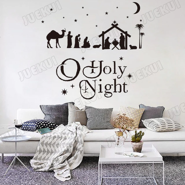 nativity scene set christmas moon and star wall stickers for living