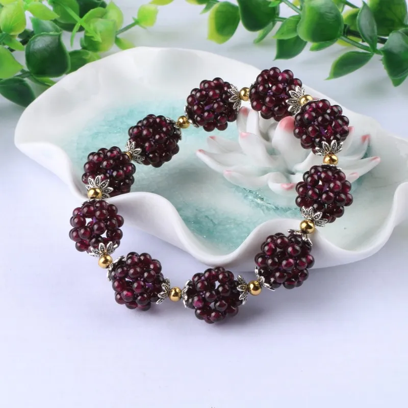KYSZDL Natural garnet bracelet fashion Women semi-precious stones Crystal bracelet jewelry gift