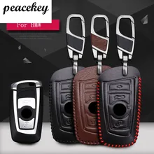 Peacekey For BMW X3 X4 2011-2015 Genuine Leather 2 Button Smart Car Key Case Cover For BMW 1 2 3 4 5 6 7 GT 2011-2016 Key rings