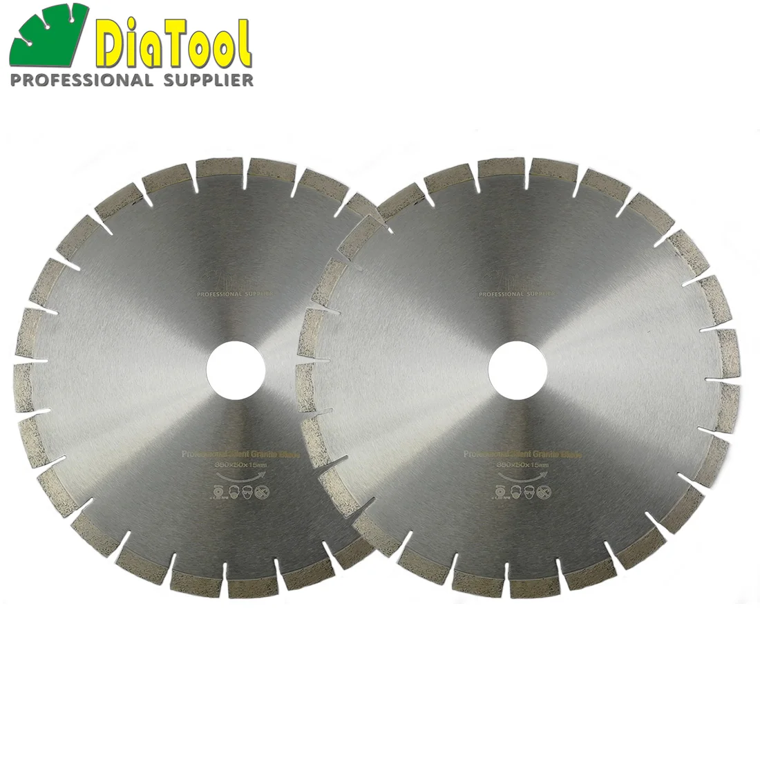 

DIATOOL 2pcs 14inch 15x50MM Ply segments Wet Diamond Silent Saw Blades Granite Sandwich Steel core Diamond wheel cutting disc