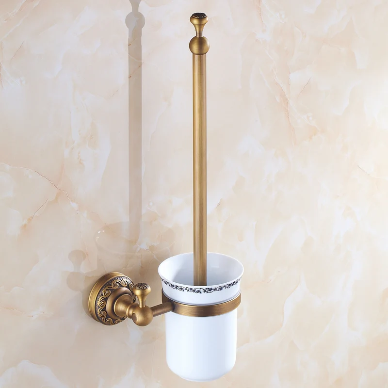Free Shipping European Style Antique Brass Bathroom Toilet Brush Holder