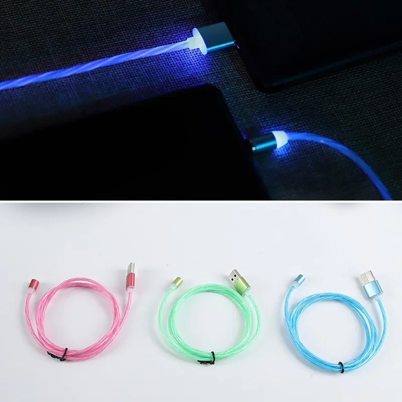 Vogek светодиодный светящийся зарядный кабель Micro USB для Xiaomi iPhone Type c Магнитный