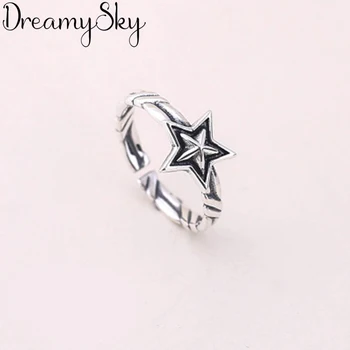 

Bijoux Vintage 925 Sterling Silver Star Rings For Girl Ladies Adjustable Size Statement Ring Wedding Party Jewelry Anillos