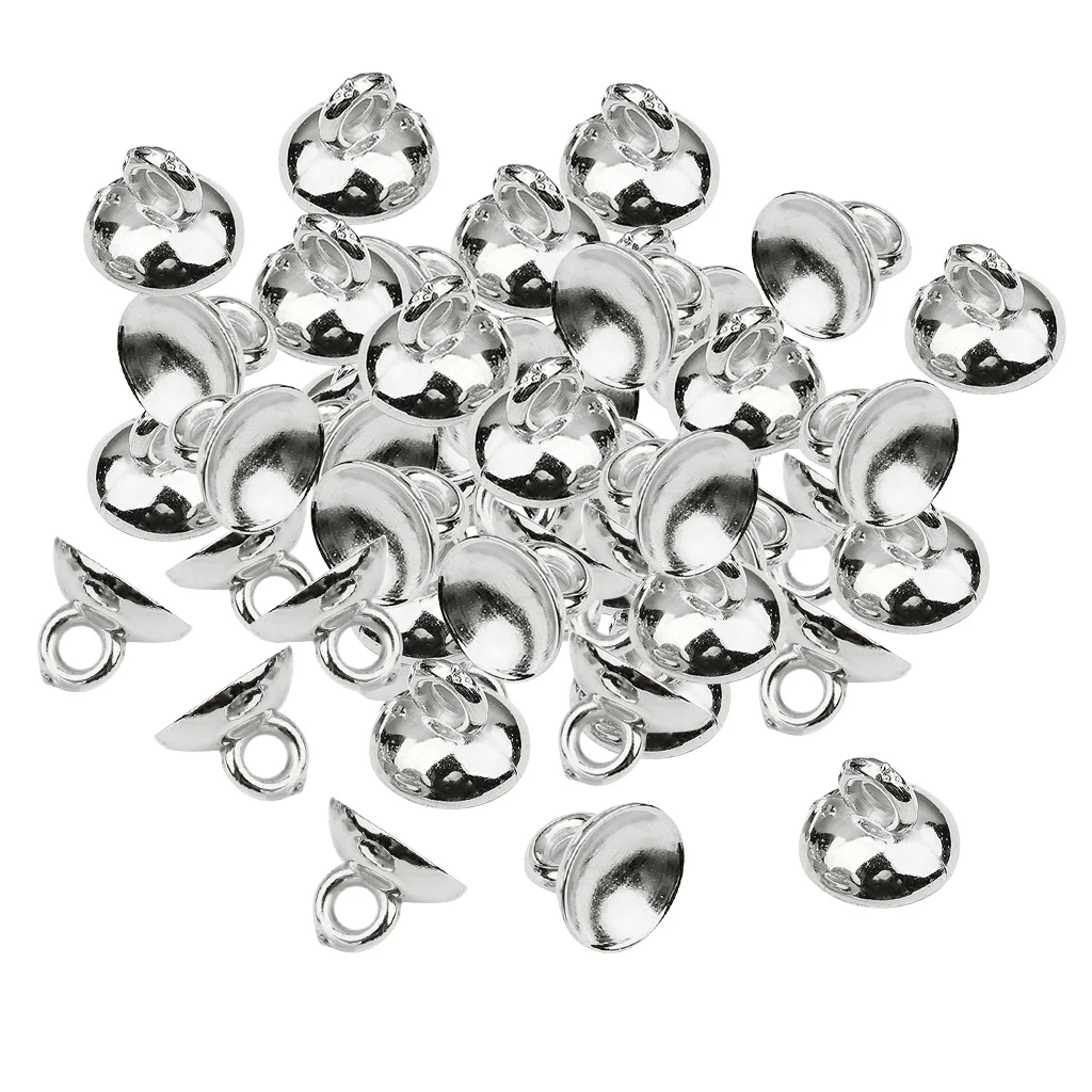 200 Pieces Plastic Half Round Bell Shape Beads Cap Pendant End Caps with Loop Jewelry Making Findings