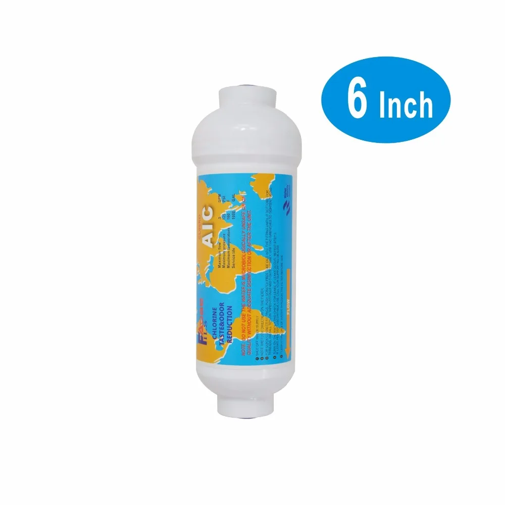 

6" L x 2" OD Inline gac coconut carbon filter for RO System ,refrigerators ,icemaker,coffee maker,beverage equipment etc.