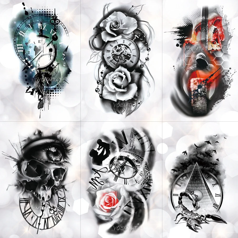 الأسرة روز الوقت ساعة الجمجمة المؤقتة الوشم ملصق العقرب برج للماء الوشم هيئة الفن الذراع وهمية الوشم الرجال وو الأسرة روز الوقت ساعة الجمجمة المؤقتة الوشم ملصق العقرب برج للماء الوشم هيئة الفن الذراع وهمية الوشم الرجال وو