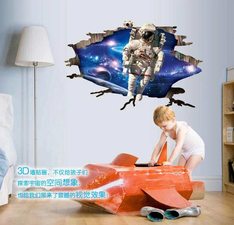 

NEW Large 3d Cosmic Astronaut Spaceman Wall Sticker Star Home Decoration for Kids Room Floor Living Room Wall Decals Home Decor3
