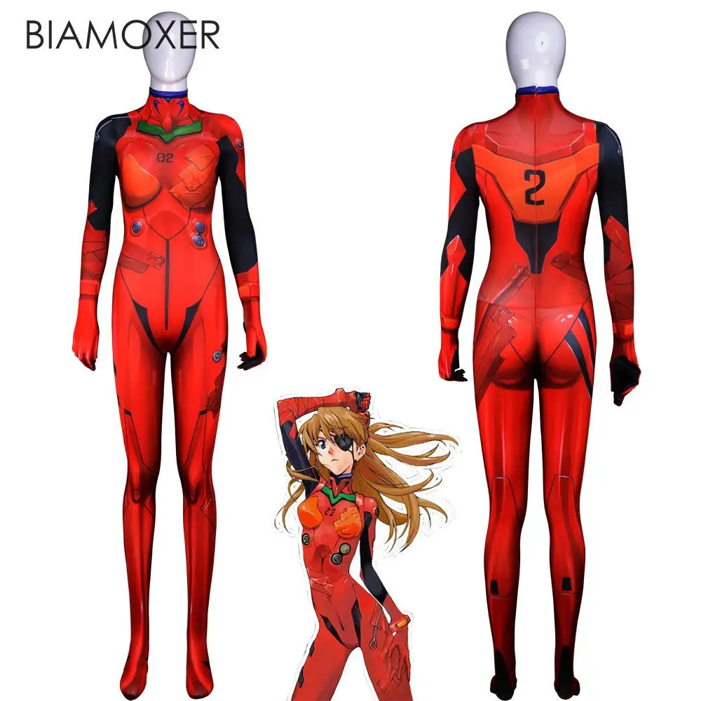 Biamoxer аниме Asuka Langley Soryu Комбинезоны для косплея костюм Neon Genesis Evangelion унисекс